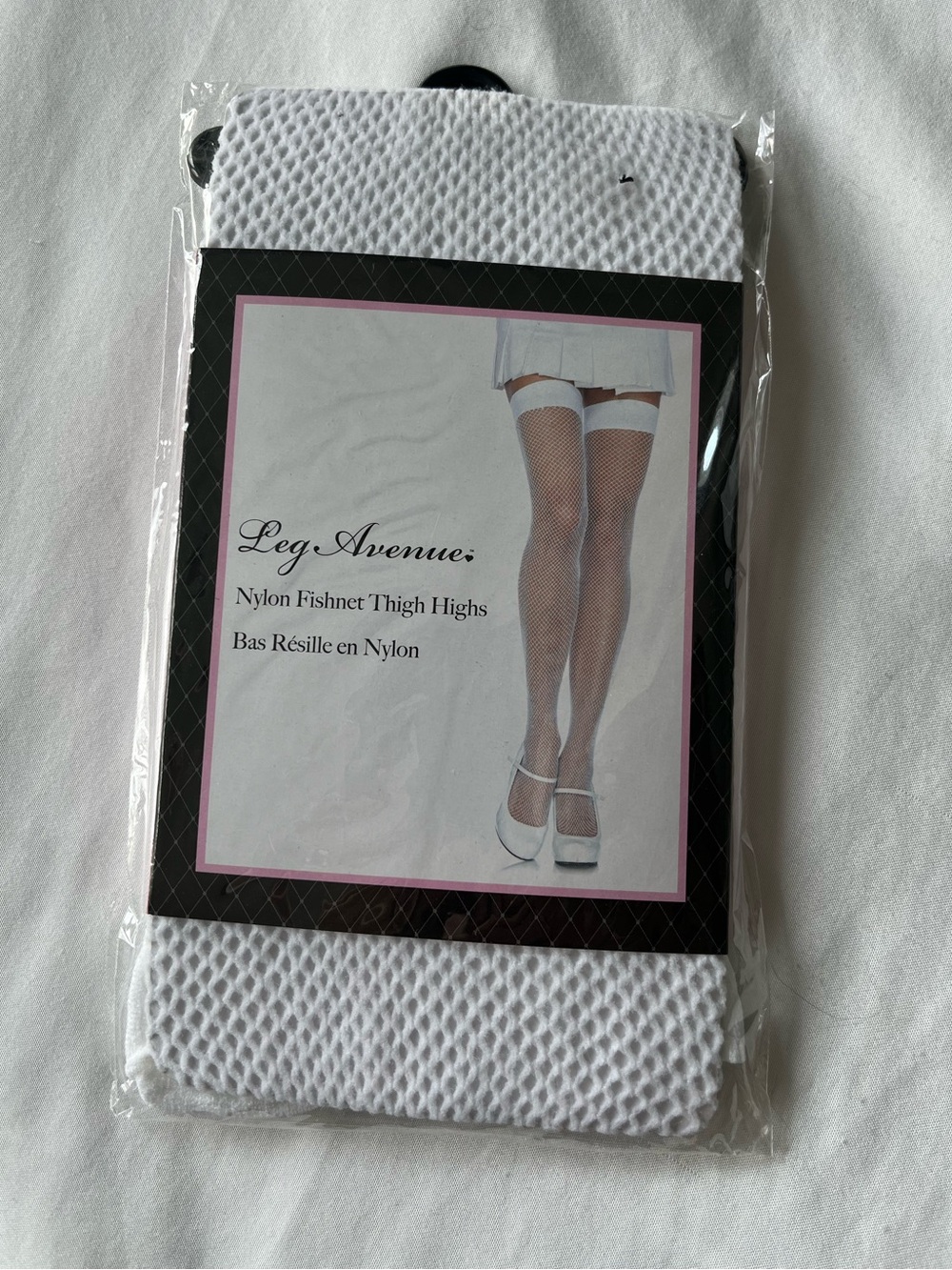 NEW White Nylon Thigh High Fishnet Stockings